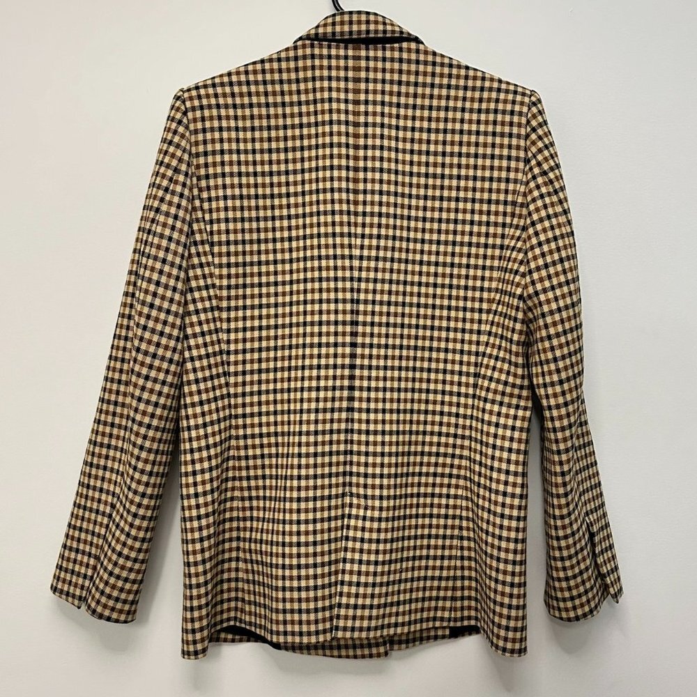 Zara Woman Double Breasted Plaid Blazer Brown Tan Academia Preppy Medium - Picture 10 of 16